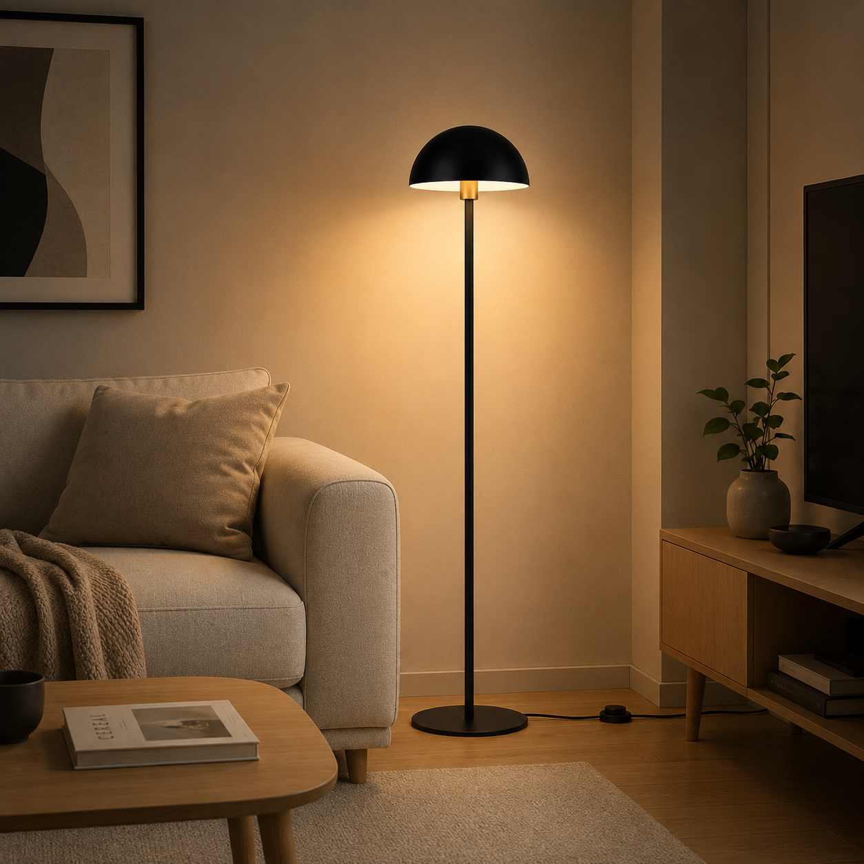 Matte Black Floor Lamp for Living Room