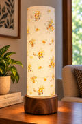 Harvest Bloom Wood Base Lamp