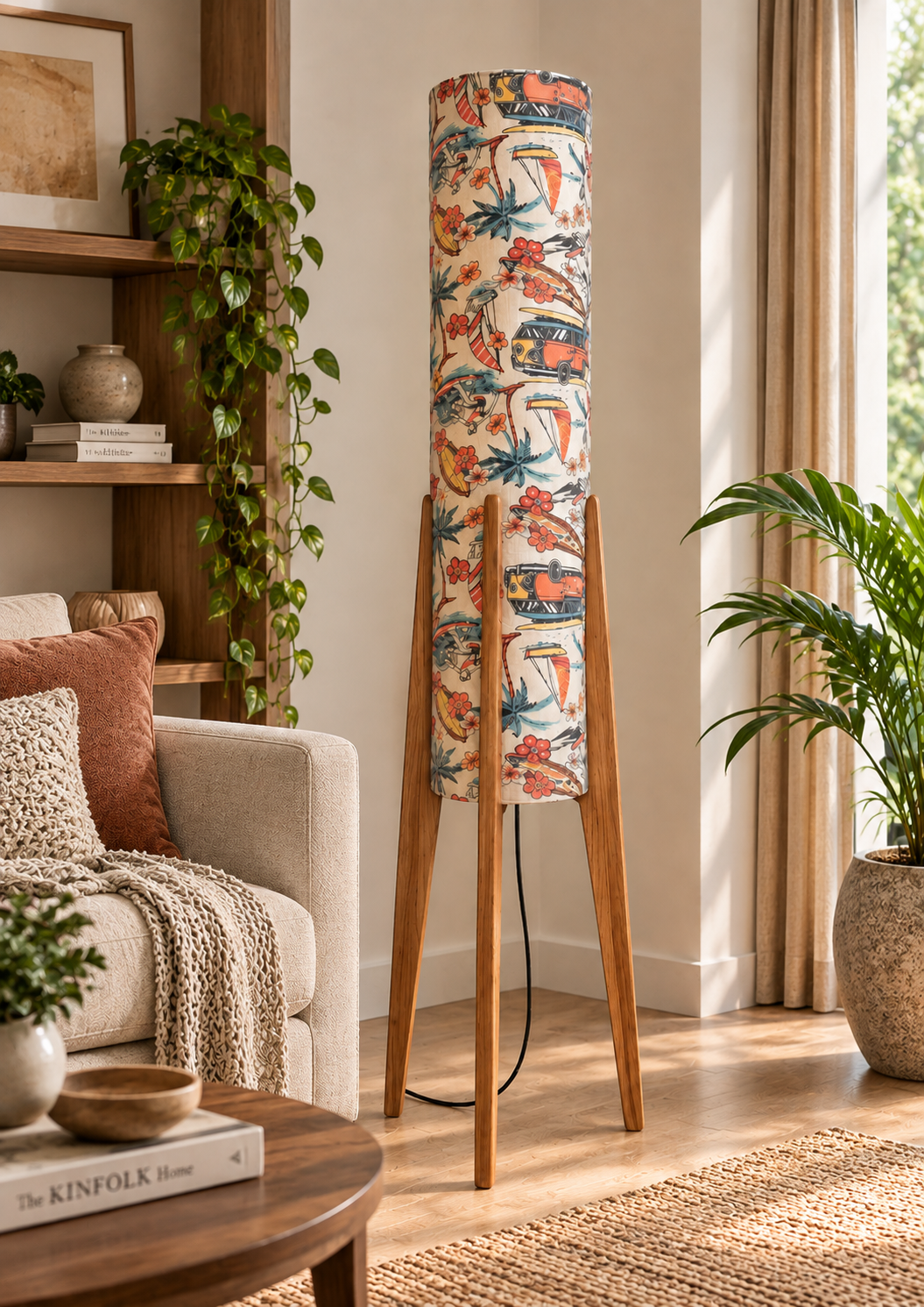 Malibu Coastal Print Tripod Floor Lamp