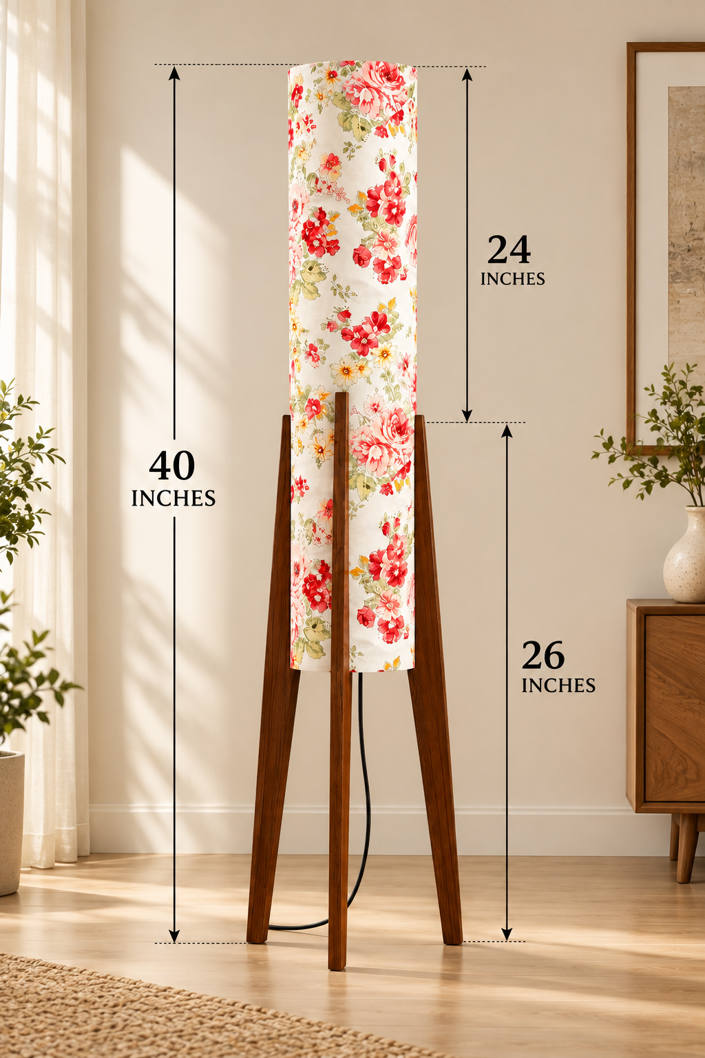 Roseller Floral Tripod Floor Lamp