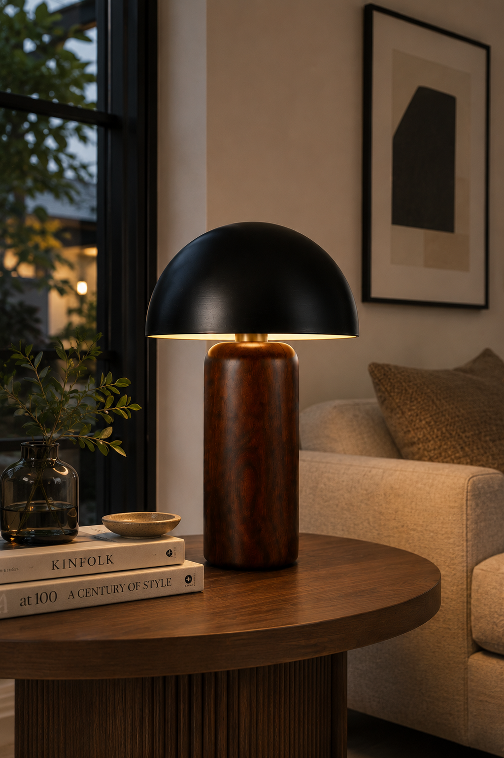Modern Mushroom Table Lamp for Bedroom with Warm LED Light