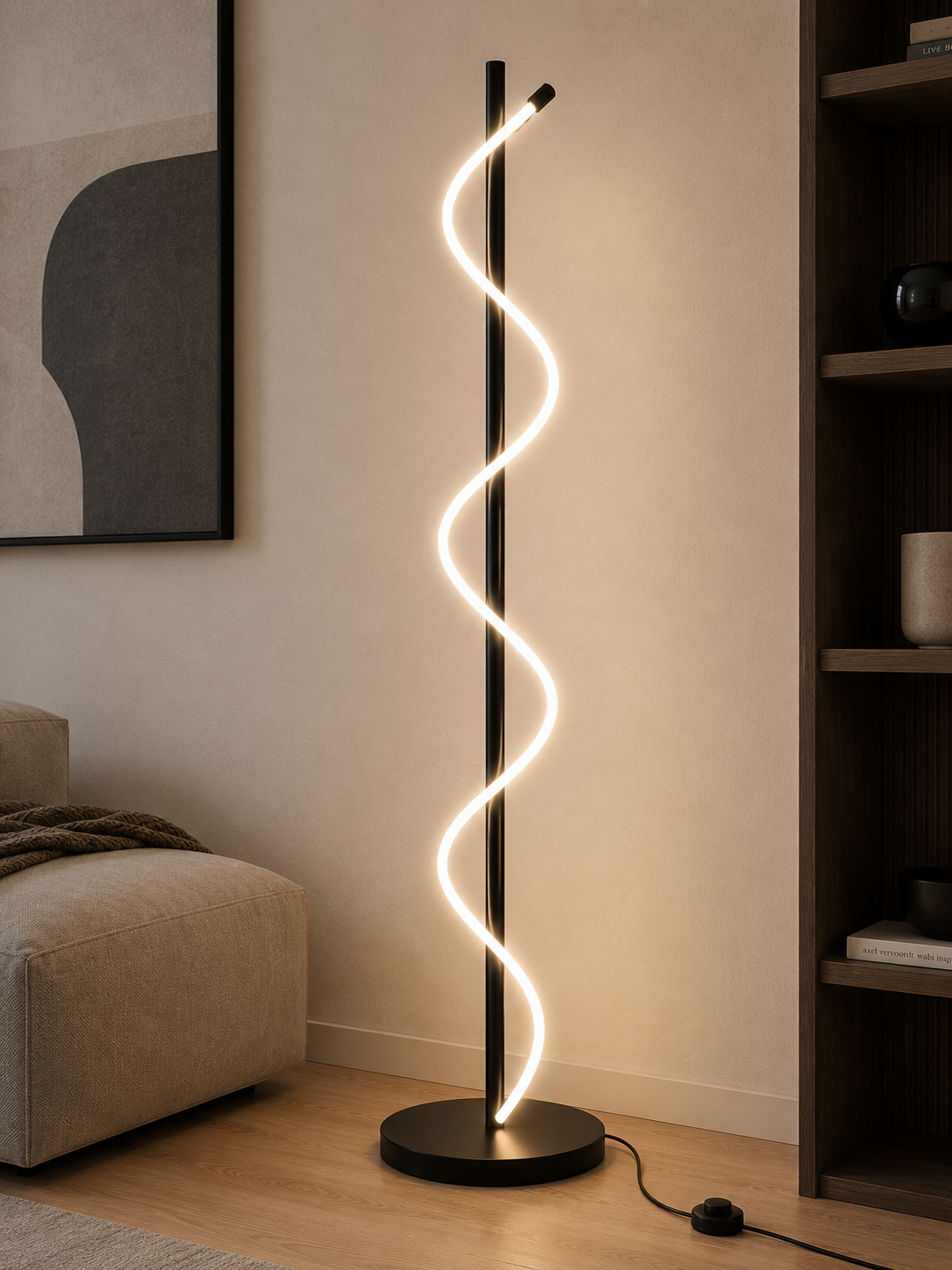 Modern LED Floor Lamp with Contemporary Spiral Design