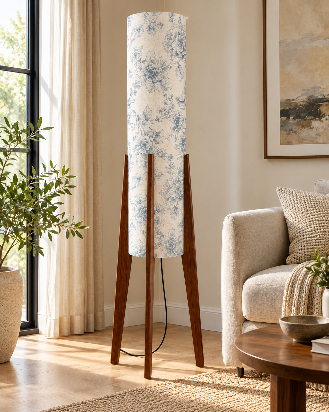 Blue Willow Tripod Floor Lamp