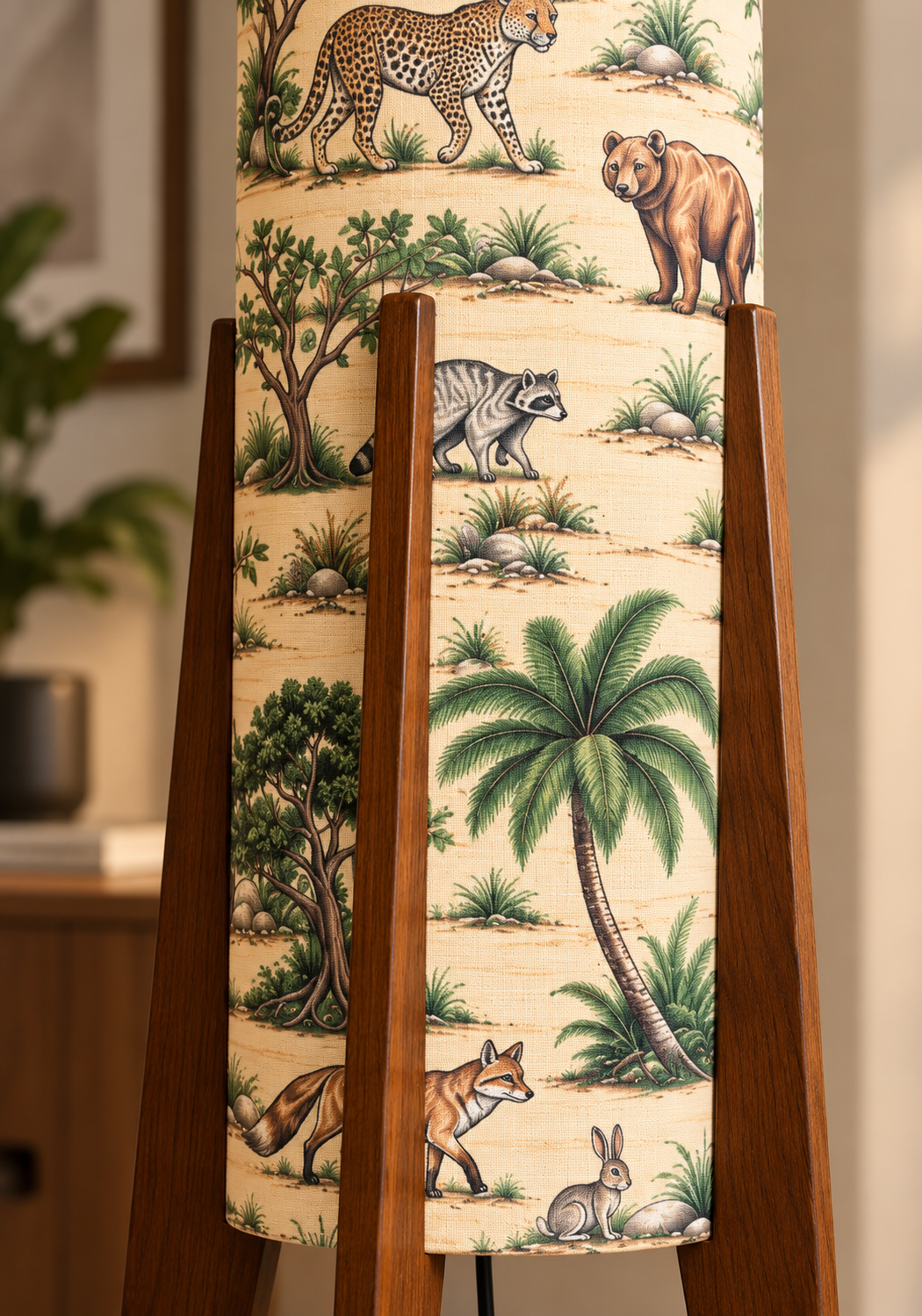 Aranya Safari Printed Wooden Floor Lamp