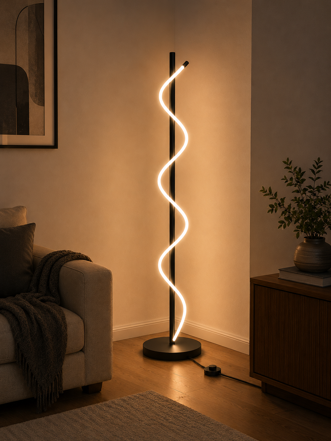 Modern LED Floor Lamp with Contemporary Spiral Design
