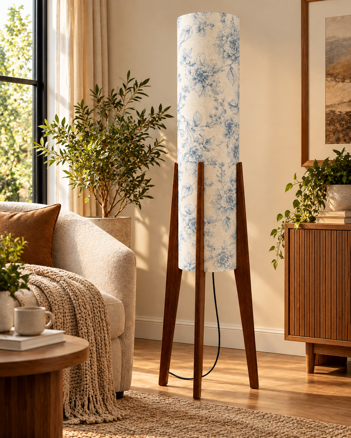 Blue Willow Tripod Floor Lamp