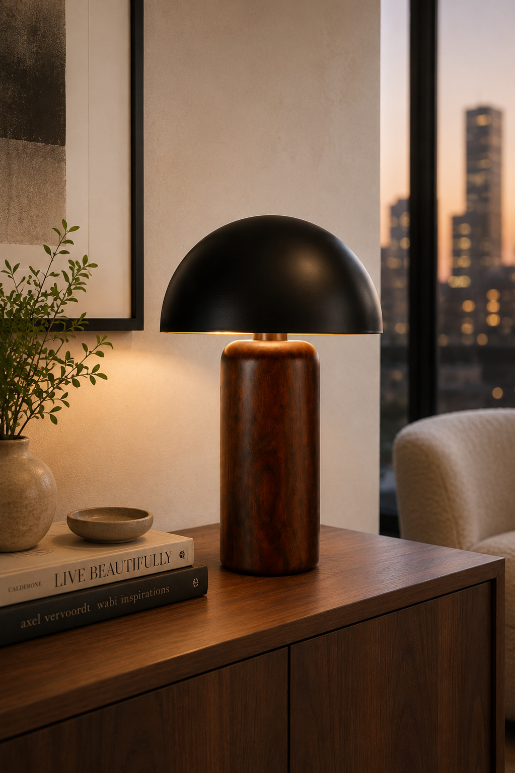 Modern Mushroom Table Lamp for Bedroom with Warm LED Light