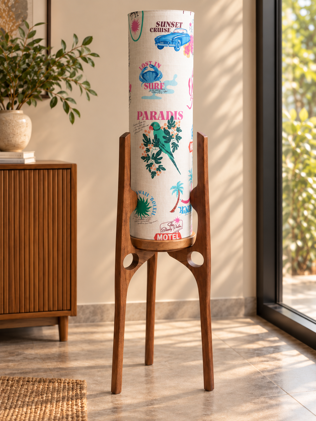 Tropical Cruise Sculpted Wood Floor Lamp
