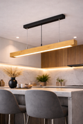 Wooden Hanging Light (Pine) – Linear LED Pendant Light for Kitchen Island & Dining Table | 1 Meter