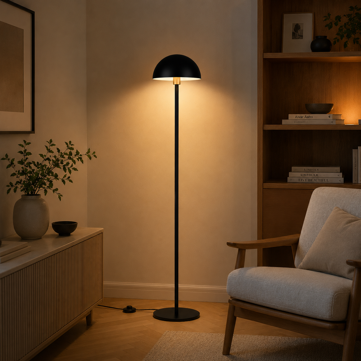 Matte Black Floor Lamp for Living Room