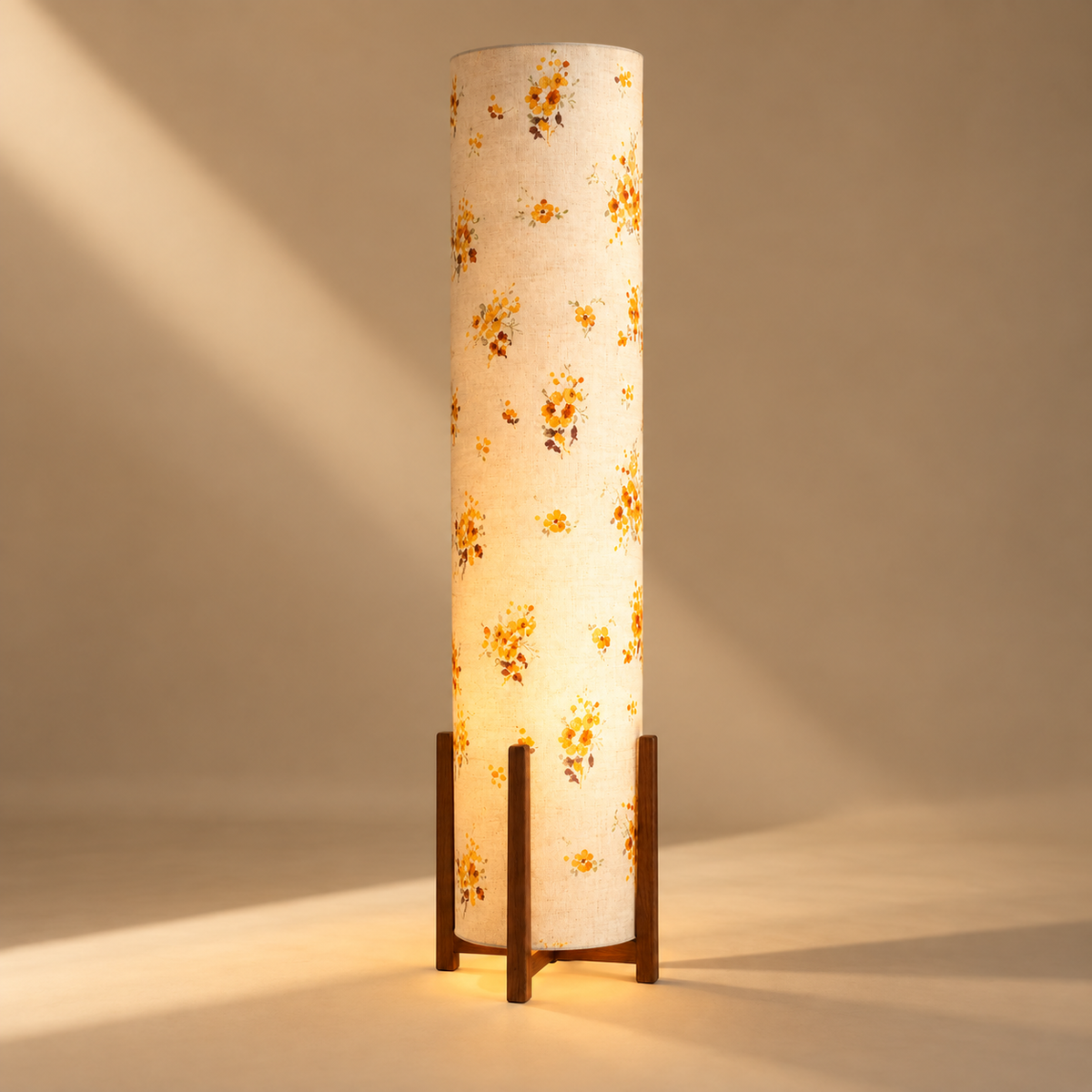 Sunlit Meadow Floral Wooden Floor Lamp