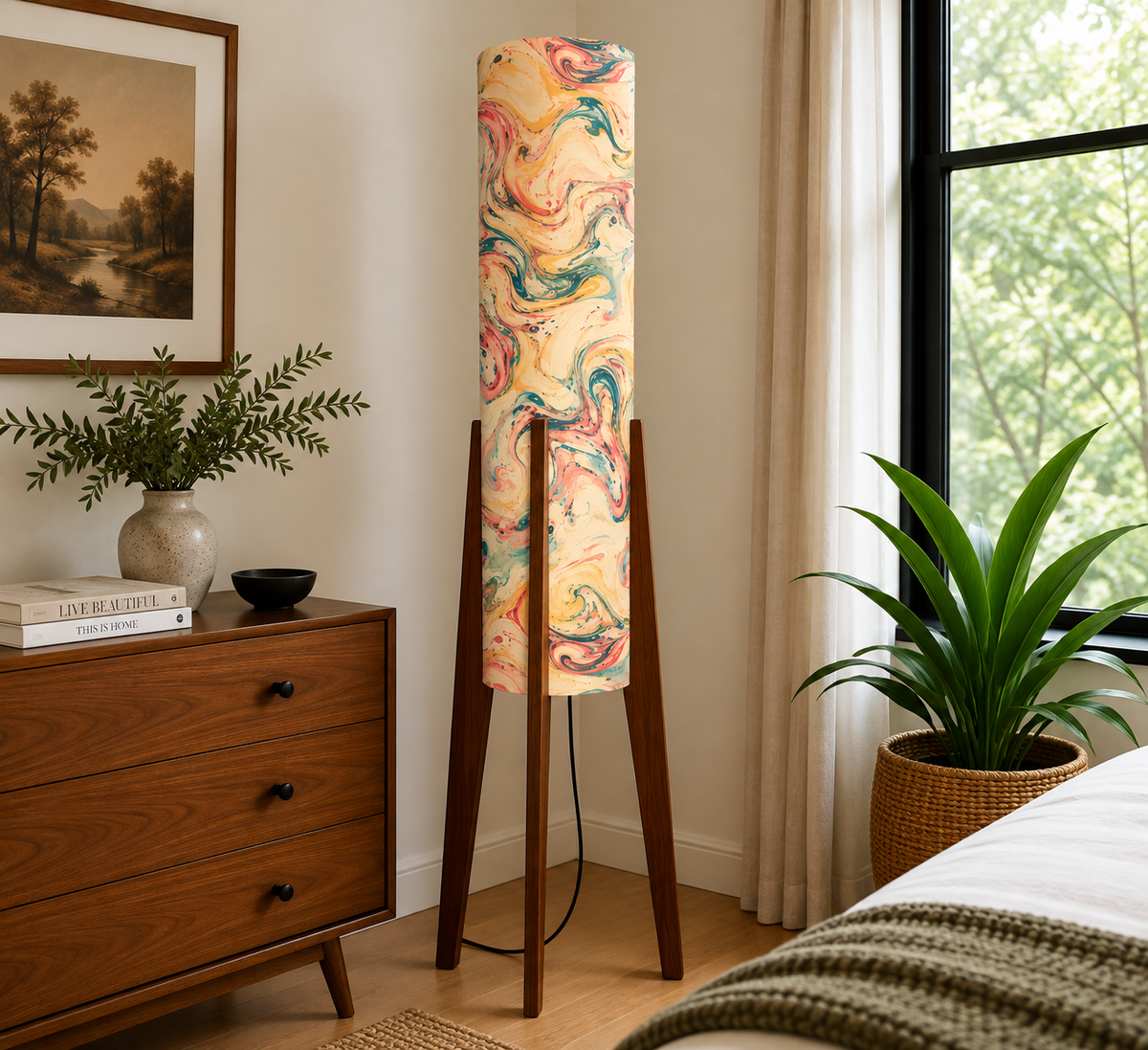 Marbella Abstract Marble Tripod Floor Lamp