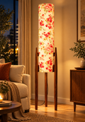 Crimson Garden Floral Tripod Floor Lamp