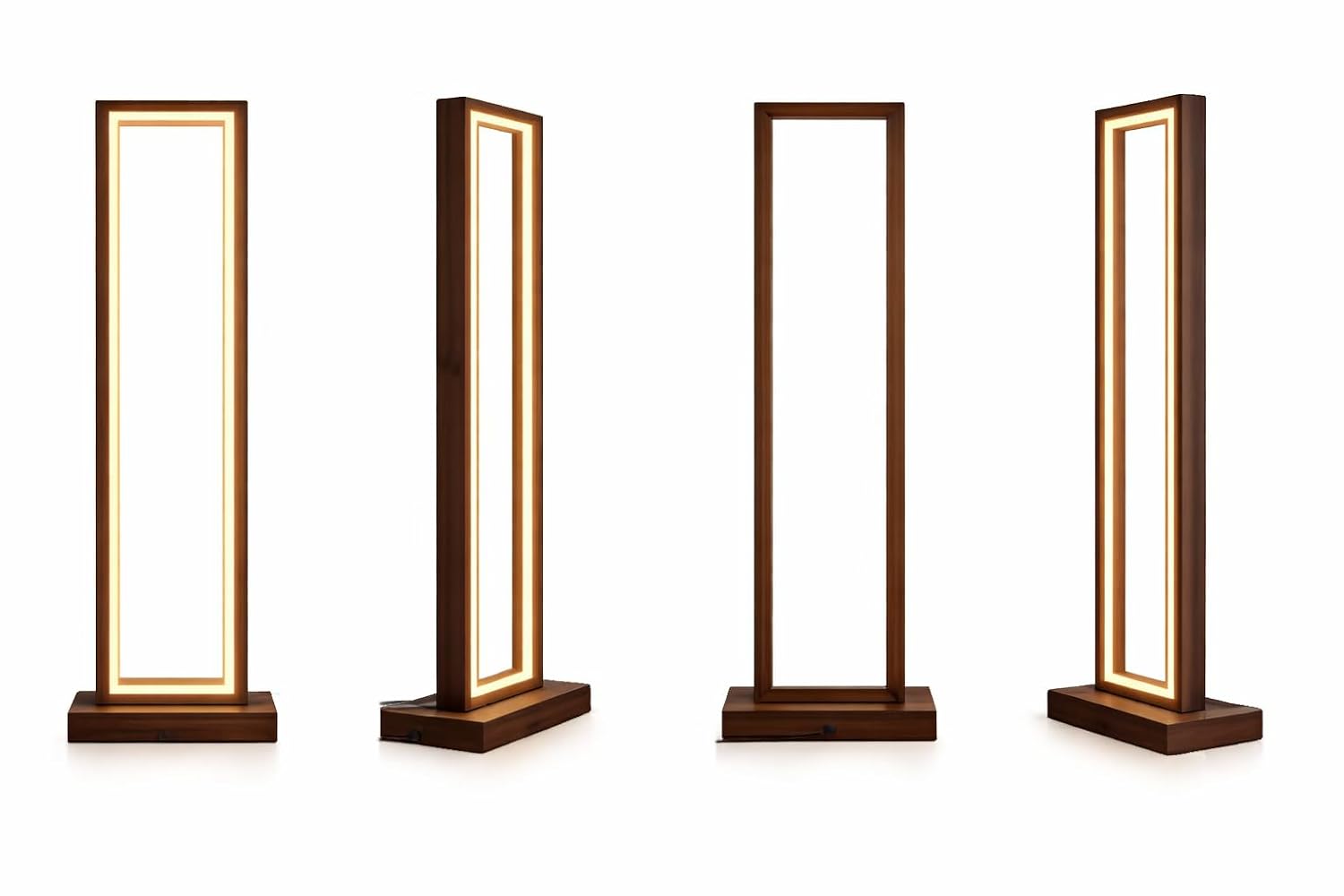Slim LED Wooden Corner Floor Lamp with Warm White Ambient Light