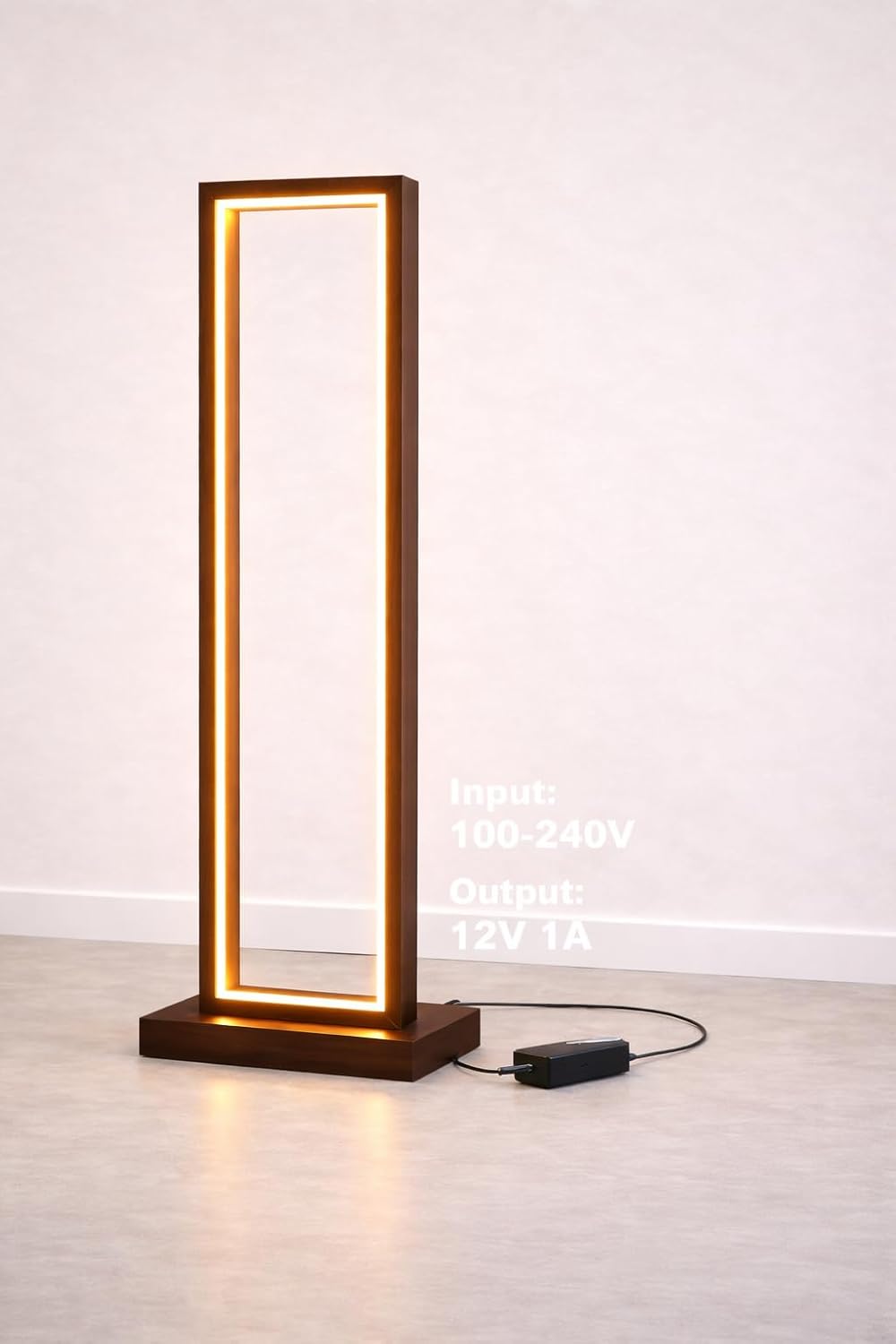 Slim LED Wooden Corner Floor Lamp with Warm White Ambient Light