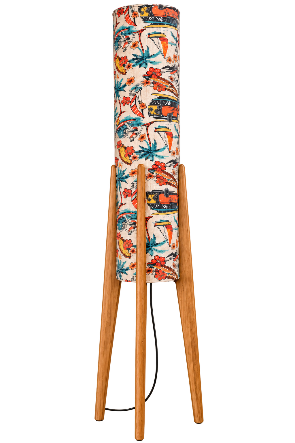 Malibu Coastal Print Tripod Floor Lamp