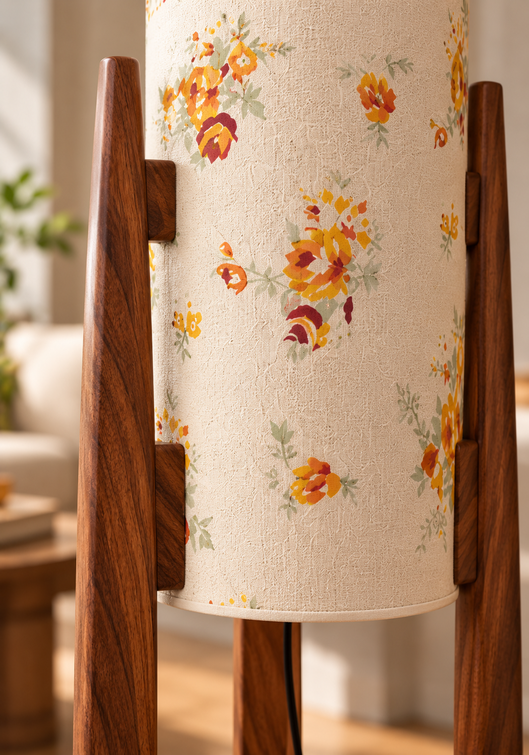 Amber Bloom Tallwood Floral Wooden Floor Lamp