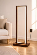 Slim LED Wooden Corner Floor Lamp with Warm White Ambient Light