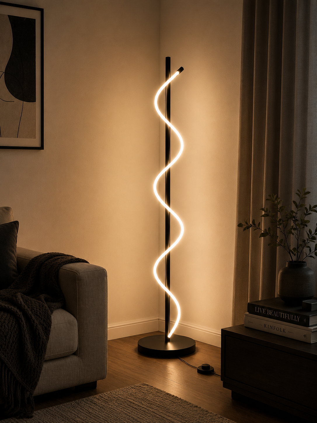 Modern LED Floor Lamp with Contemporary Spiral Design
