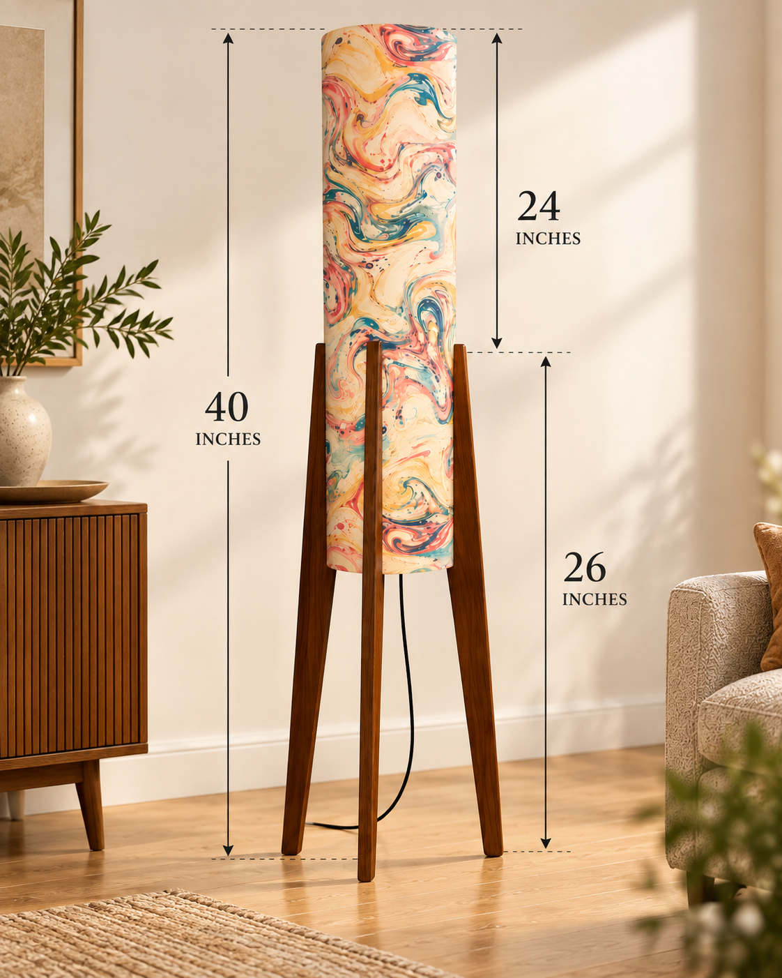 Marbella Abstract Marble Tripod Floor Lamp