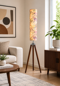 Amber Swirl Printed Tripod Floor Lamp