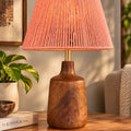 Coral Thread Wood Table Lamp