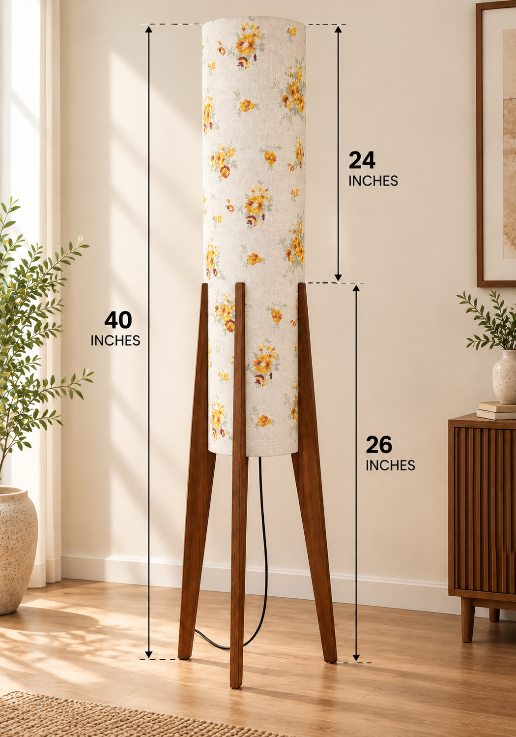 Amber Bloom Tripod Floor Lamp