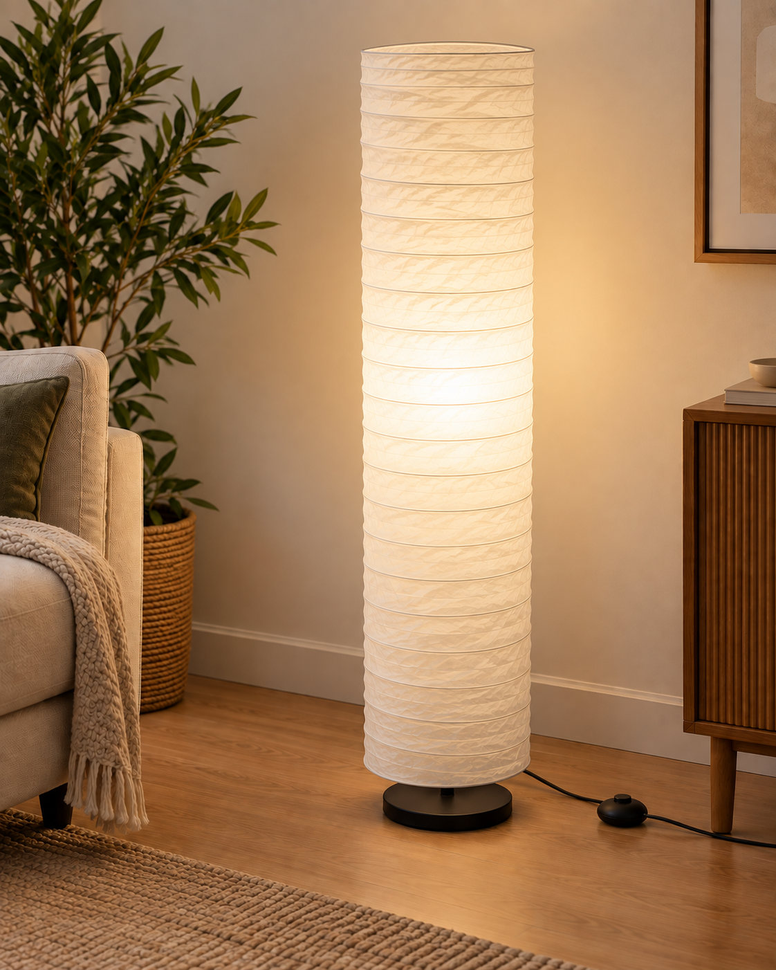 Ivory Glow Column Floor Lamp