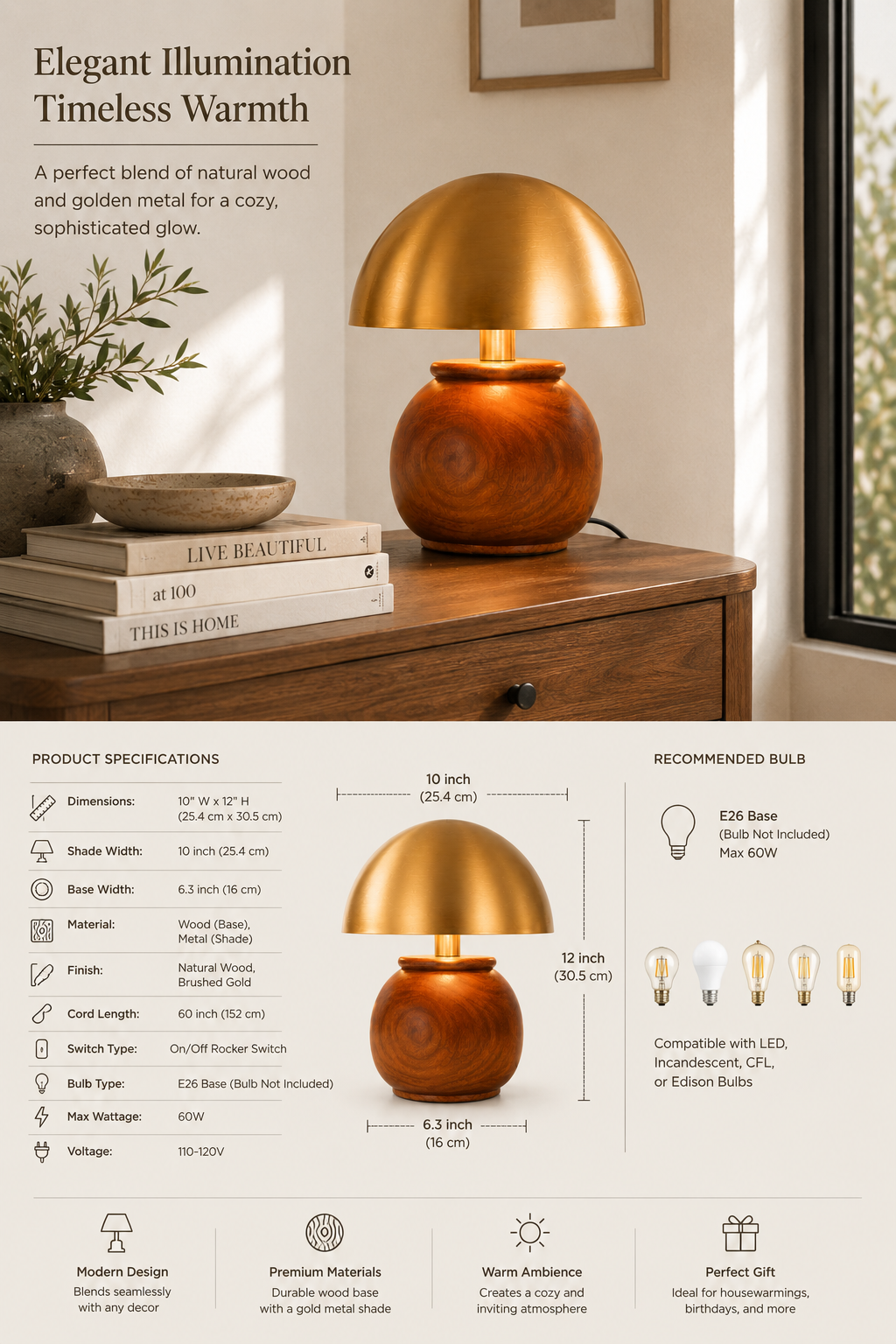Mushroom Bedside Lamp with Warm Ambient Light