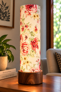 Ruby Meadow Floral Wooden Pedestal Table Lamp