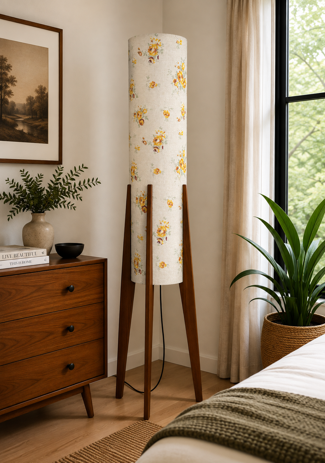 Amber Bloom Tripod Floor Lamp