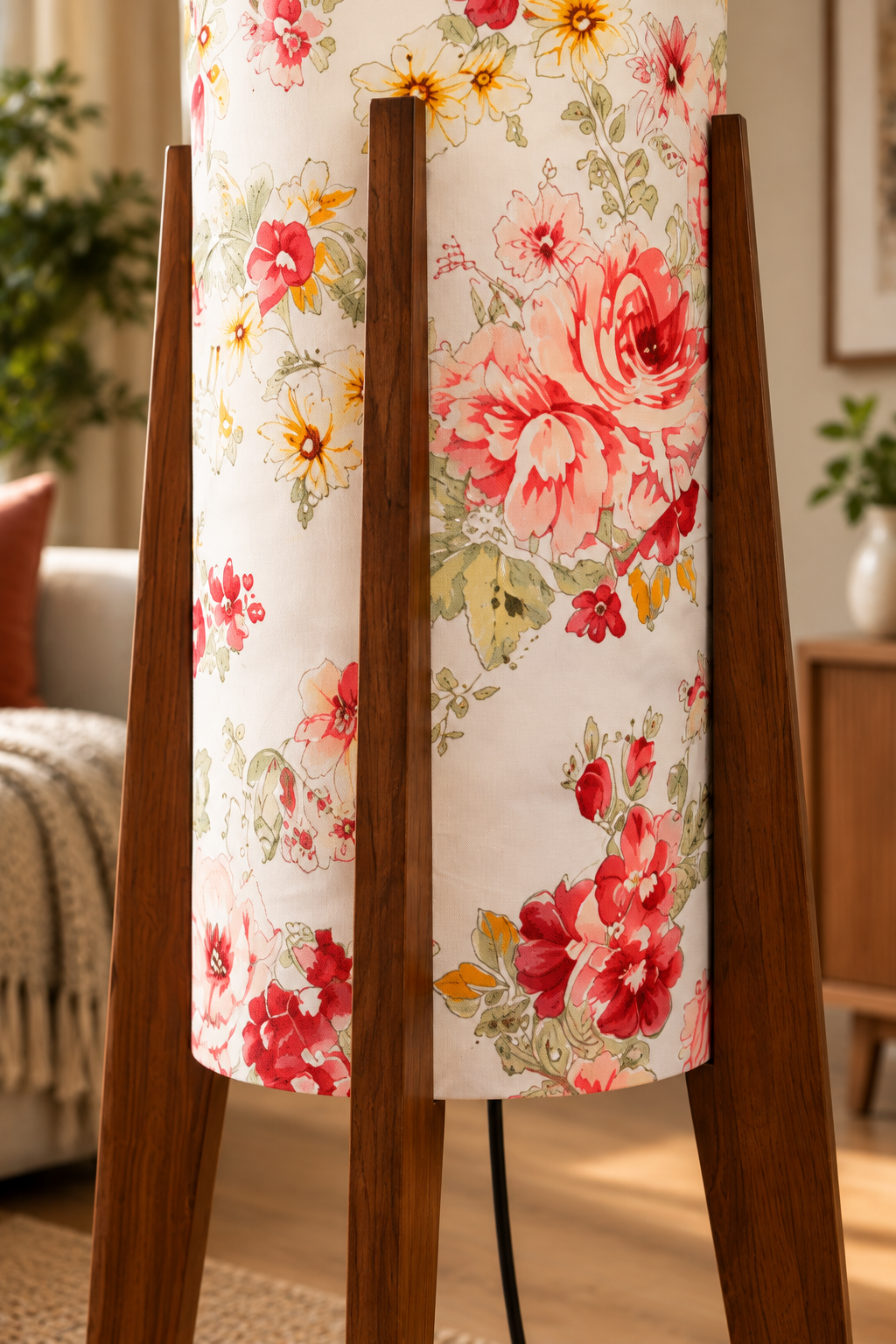Roseller Floral Tripod Floor Lamp