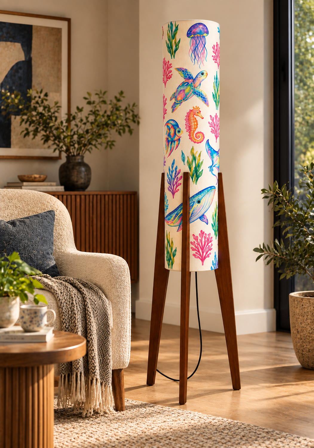 Coral Voyage Tripod Floor Lamp