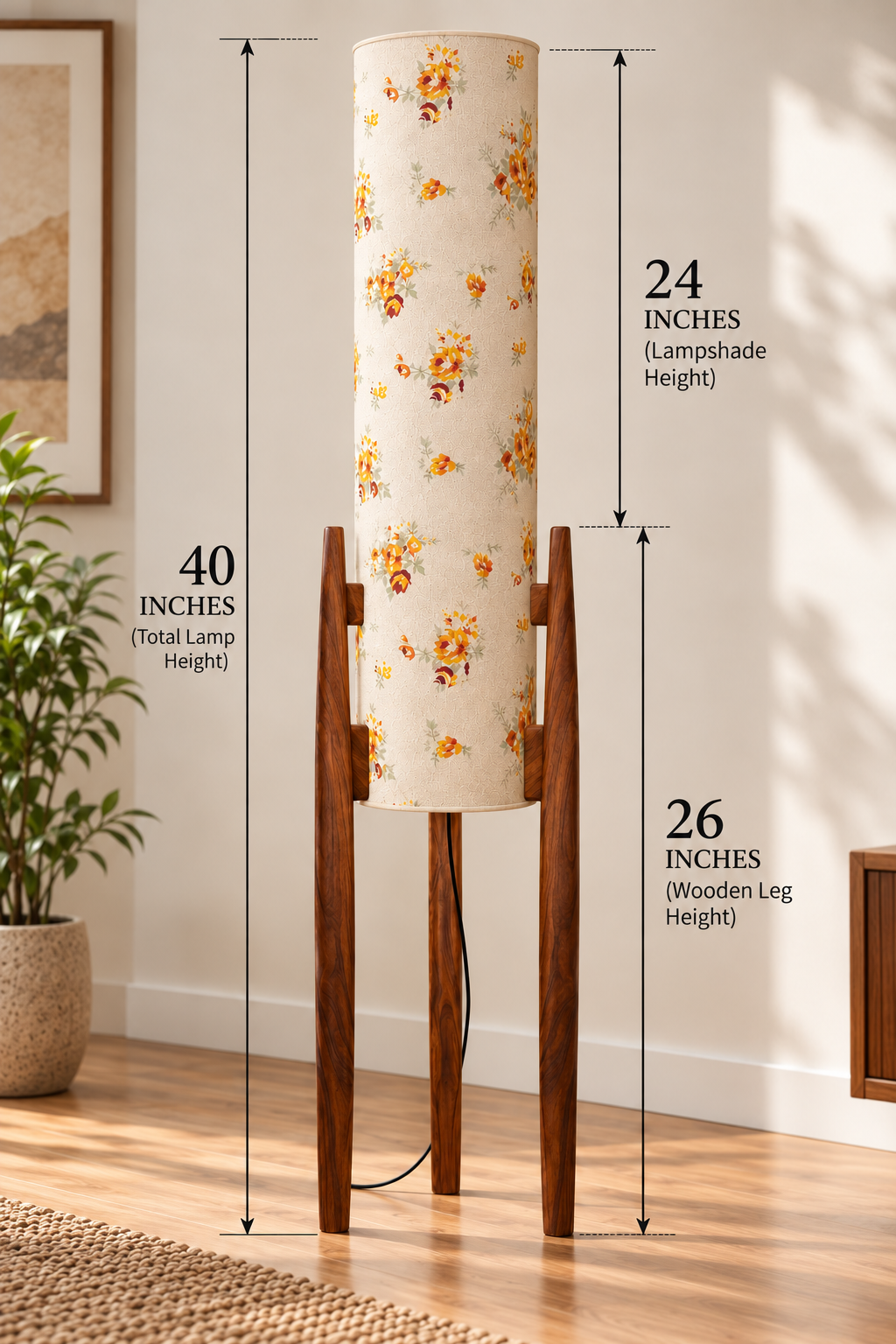 Amber Bloom Tallwood Floral Wooden Floor Lamp