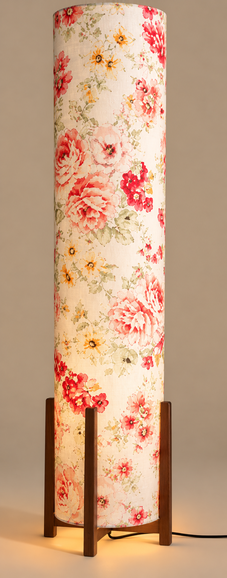 Coral Bloom Straight-Leg Wooden Floor Lamp
