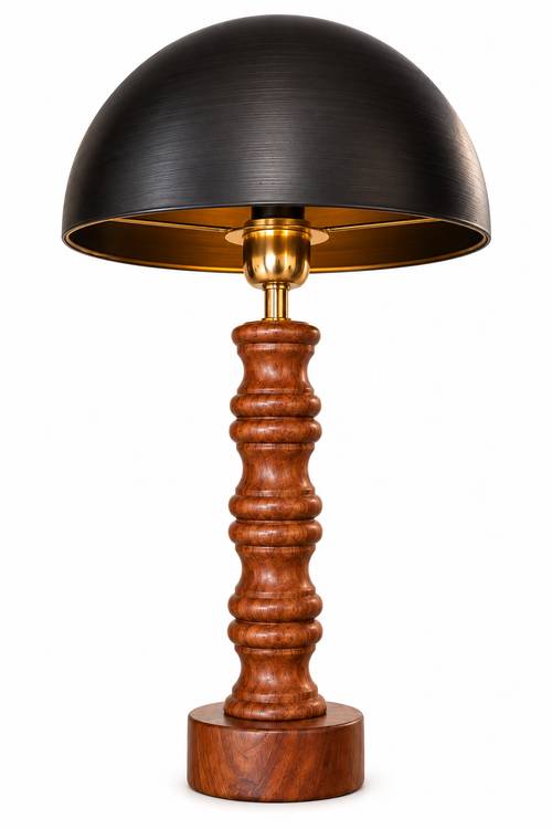 Buddha Himalayan Table Lamp with Wooden Base – Spiritual Décor Light