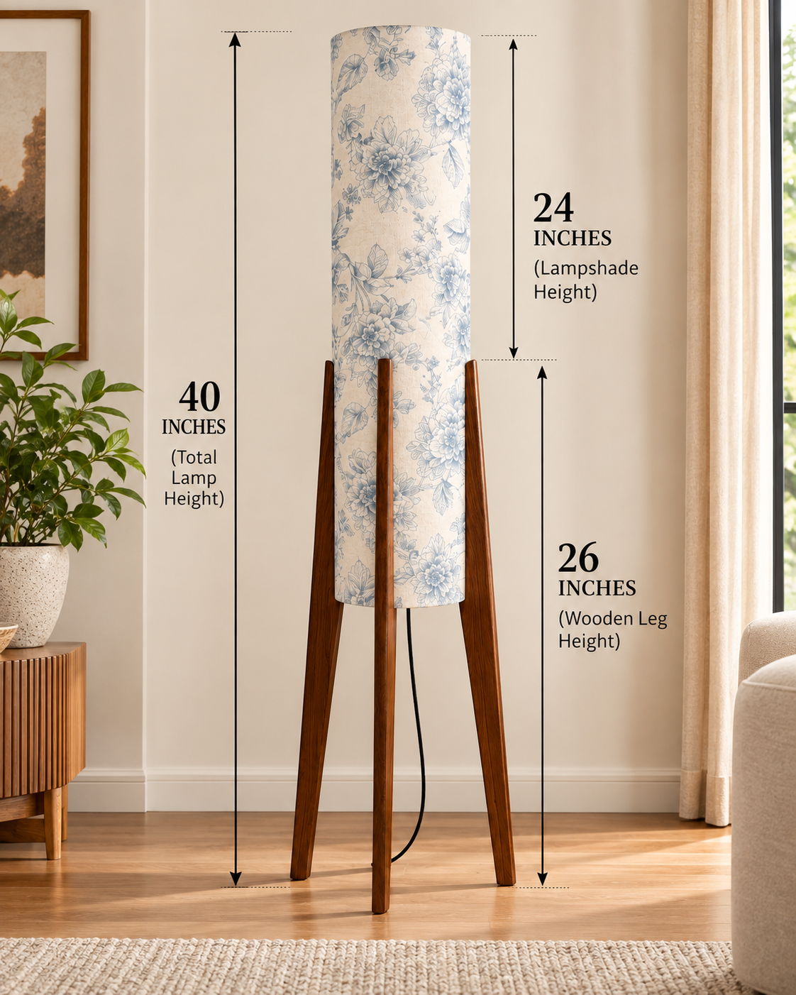 Blue Willow Tripod Floor Lamp