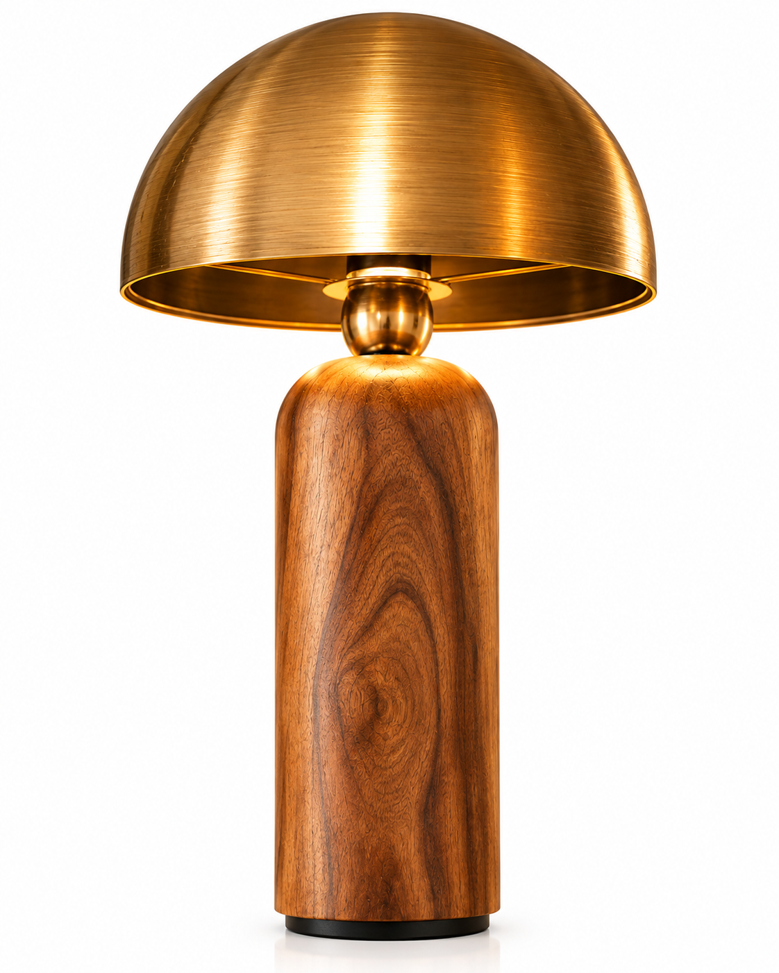 Golden Dome Table Lamp with Wooden Base Modern Ambient Light