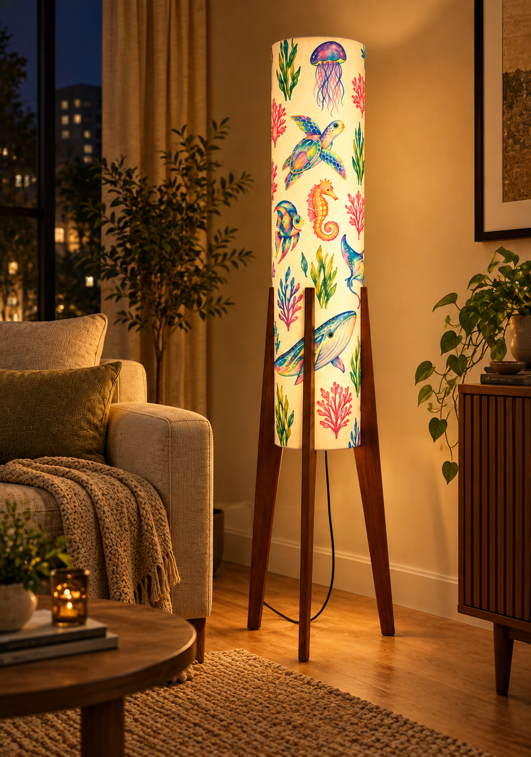 Coral Voyage Tripod Floor Lamp