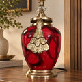 Crimson Peacock Pedestal Lamp