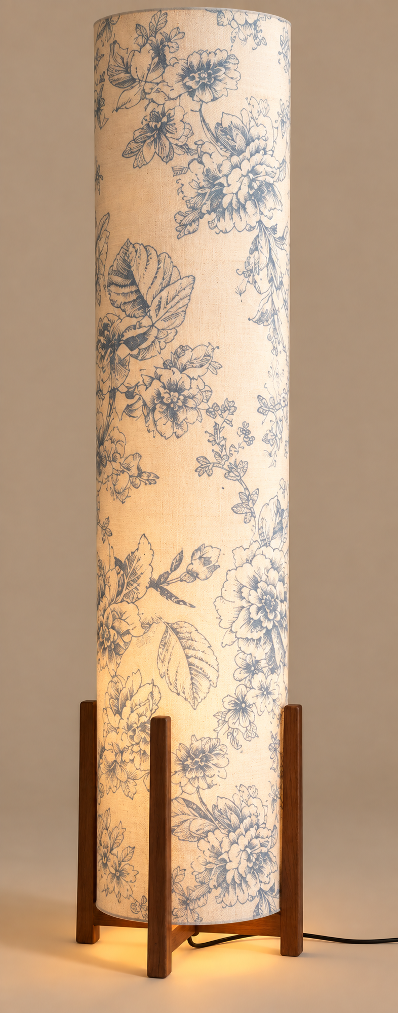 Indigo Garden Floral Wooden Floor Lamp