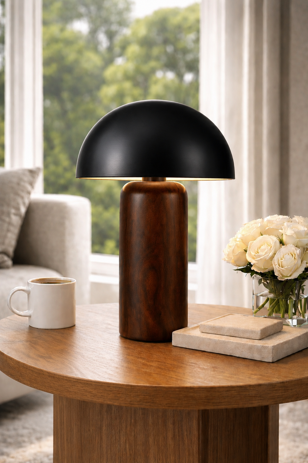 Modern Mushroom Table Lamp for Bedroom with Warm LED Light