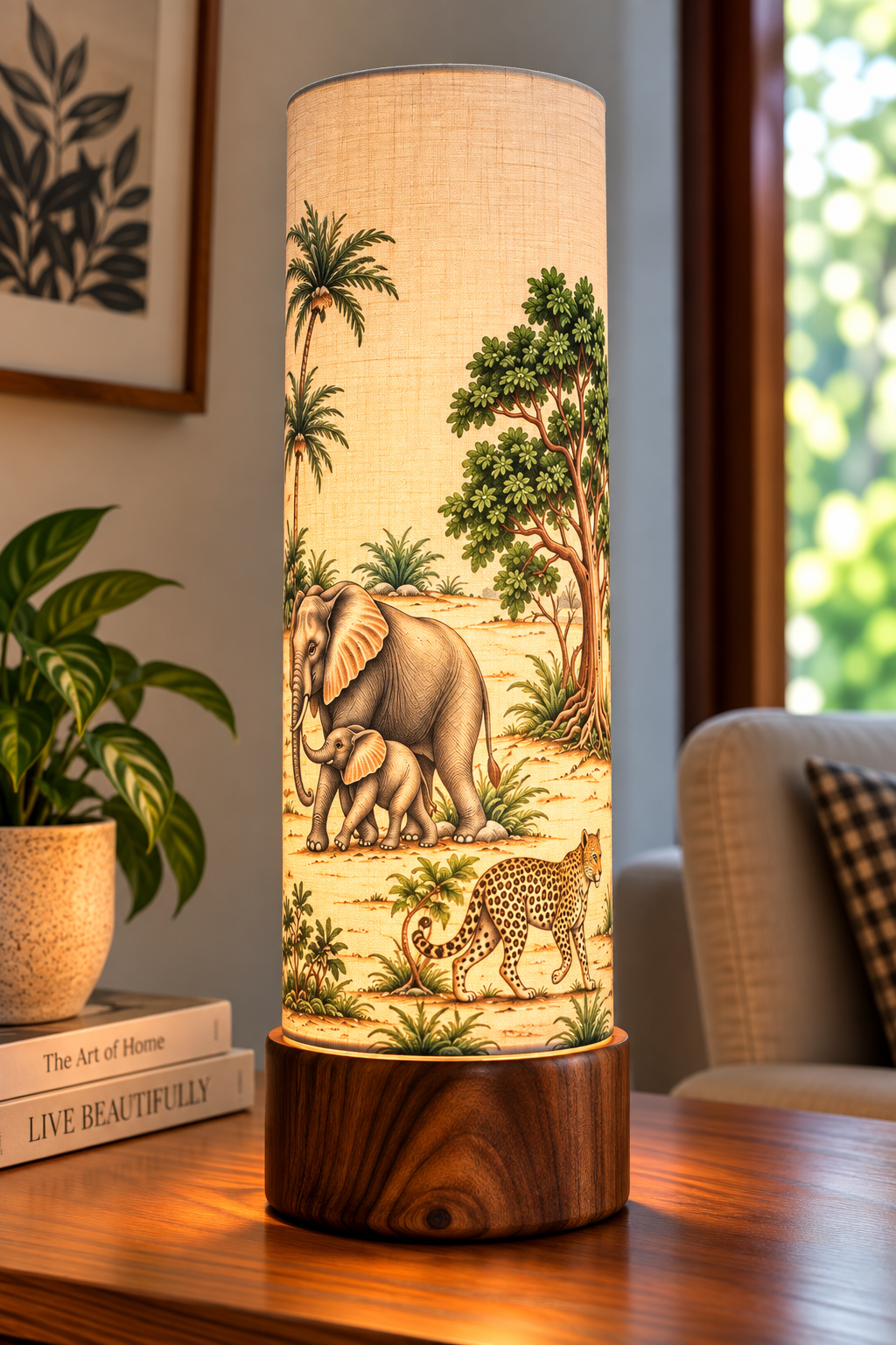 Wilderness Journey Wildlife Printed Wooden Table Lamp