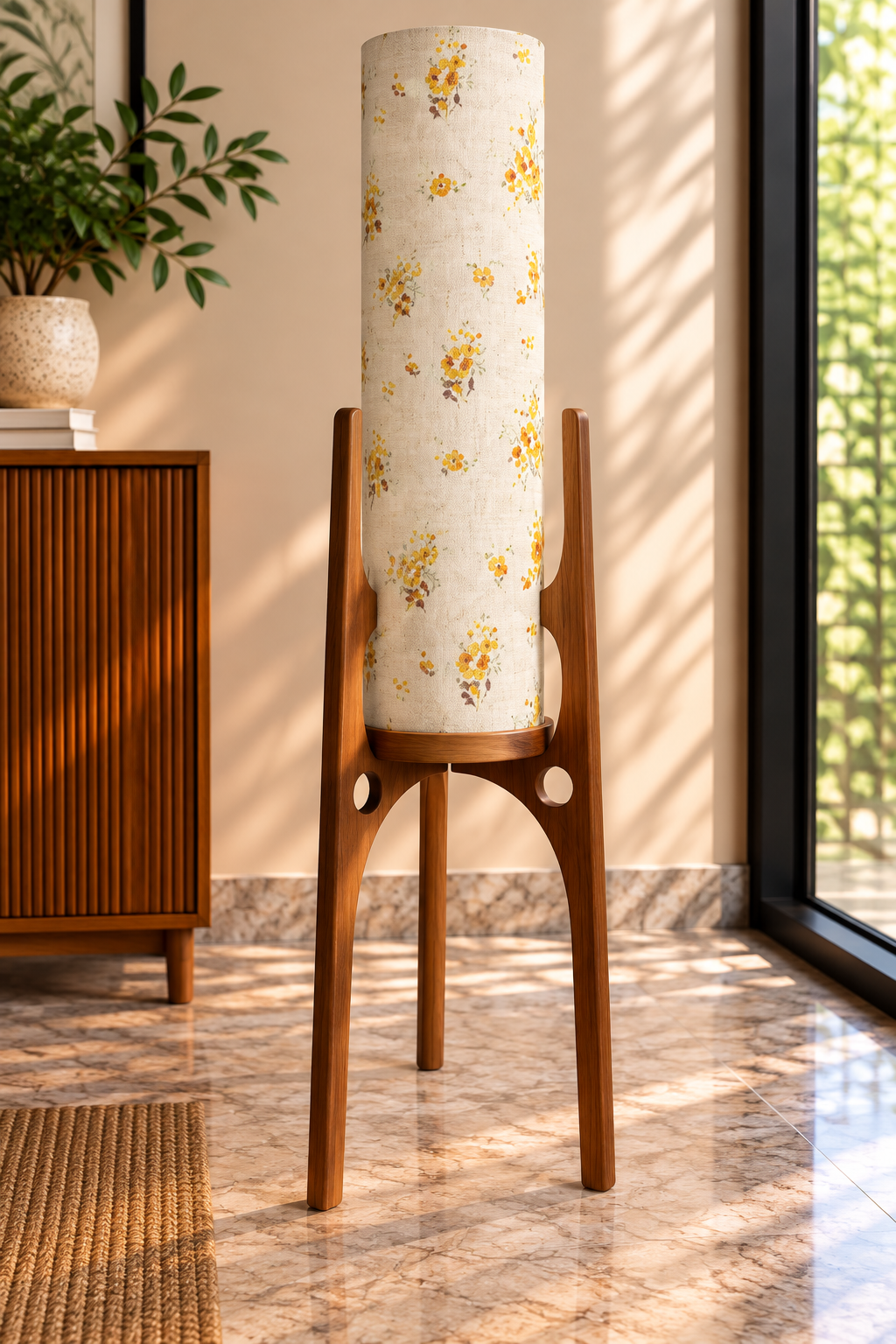 Amber Bloom Arch Leg Printed Floor Lamp
