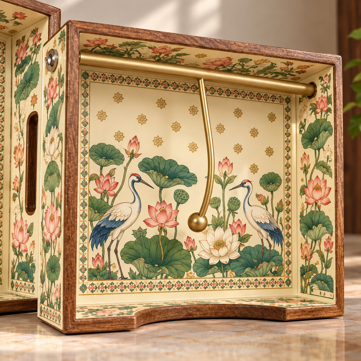 Peacock Blossom 3-Piece Wooden Décor Organizer Set